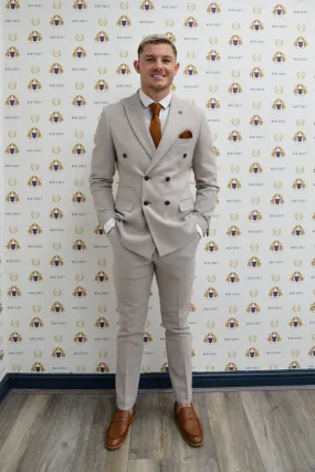 MK Dons Footballer Callum Hendry in HM5 Stone Double-Breasted Suit