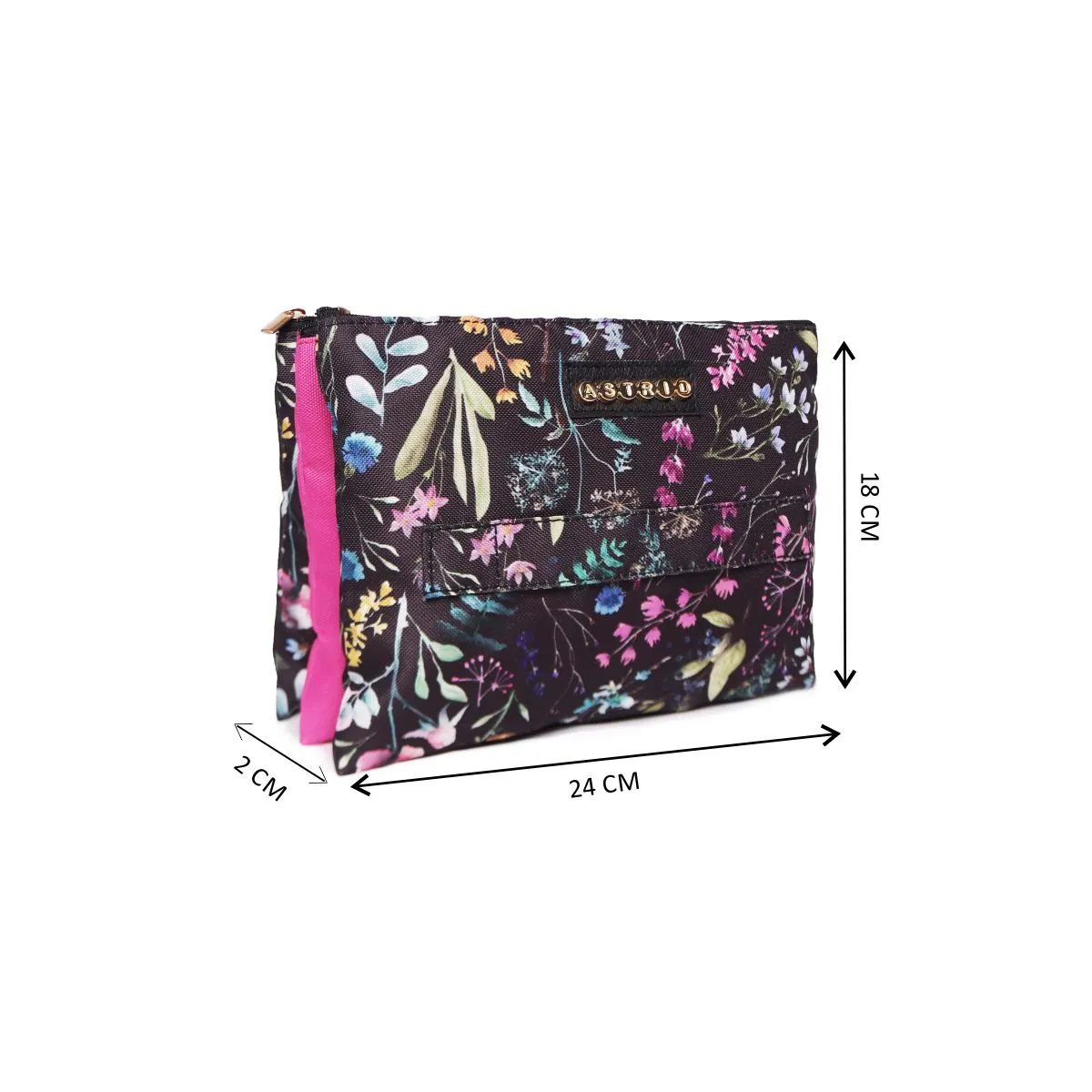 Multi Colour Flower Printed Makeup/Travel Pouch With Carry Handle