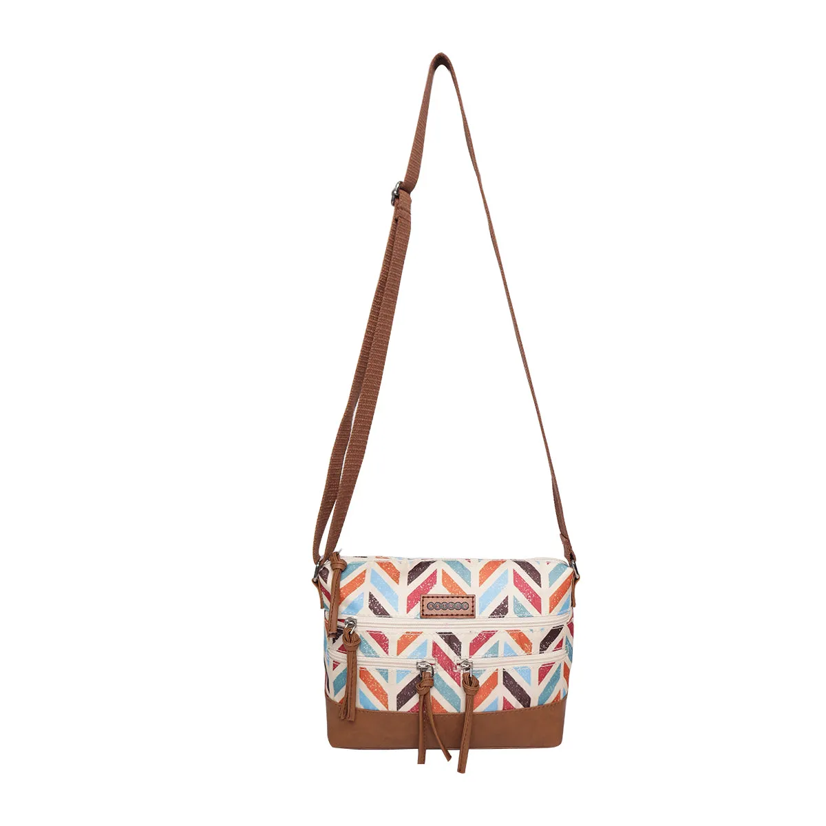 Multi Colour Polyester Fabric Crossbody Sling/Travel Pouch With Cotton Webbing  Handle