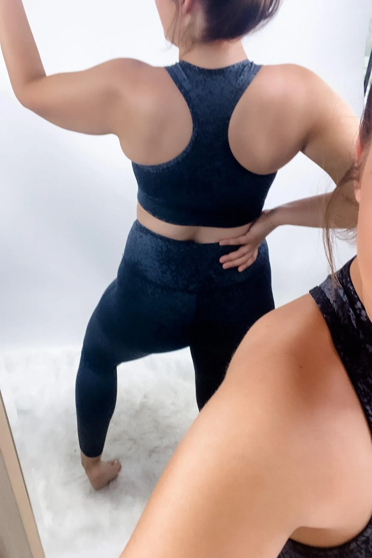 My Time To Shine- {Sports Bra OR Leggings} Charcoal Shimmer Workout Set