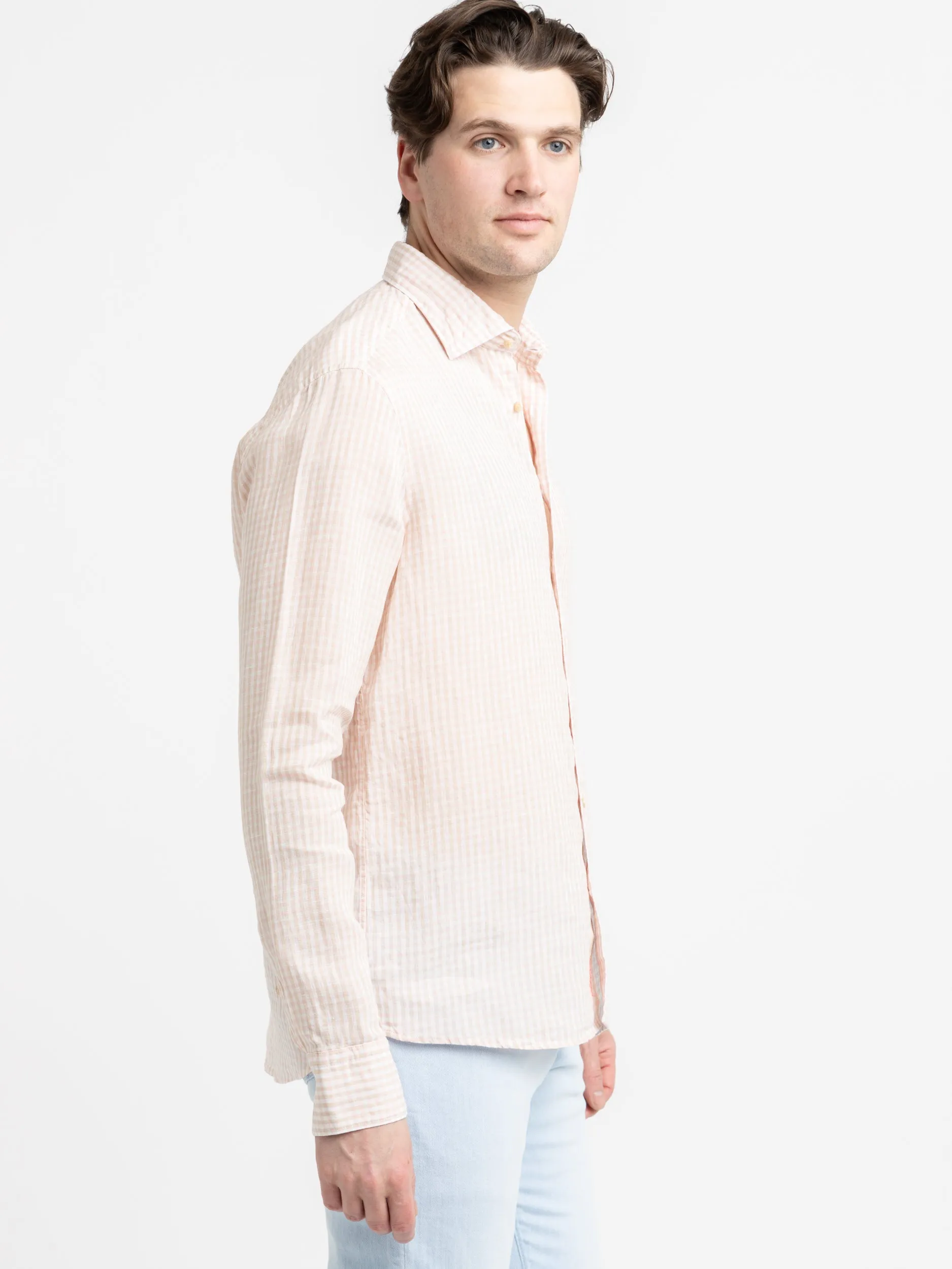 Pink Checked Linen Shirt