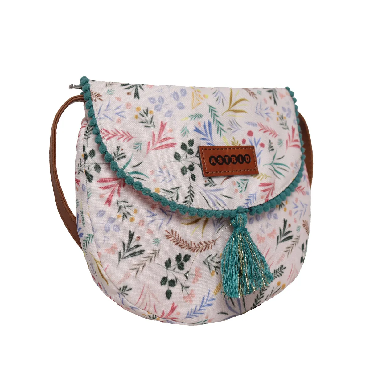 Polyester Fabric With Flap Crossbody Sling/Travel Pouch With  Pu Handle