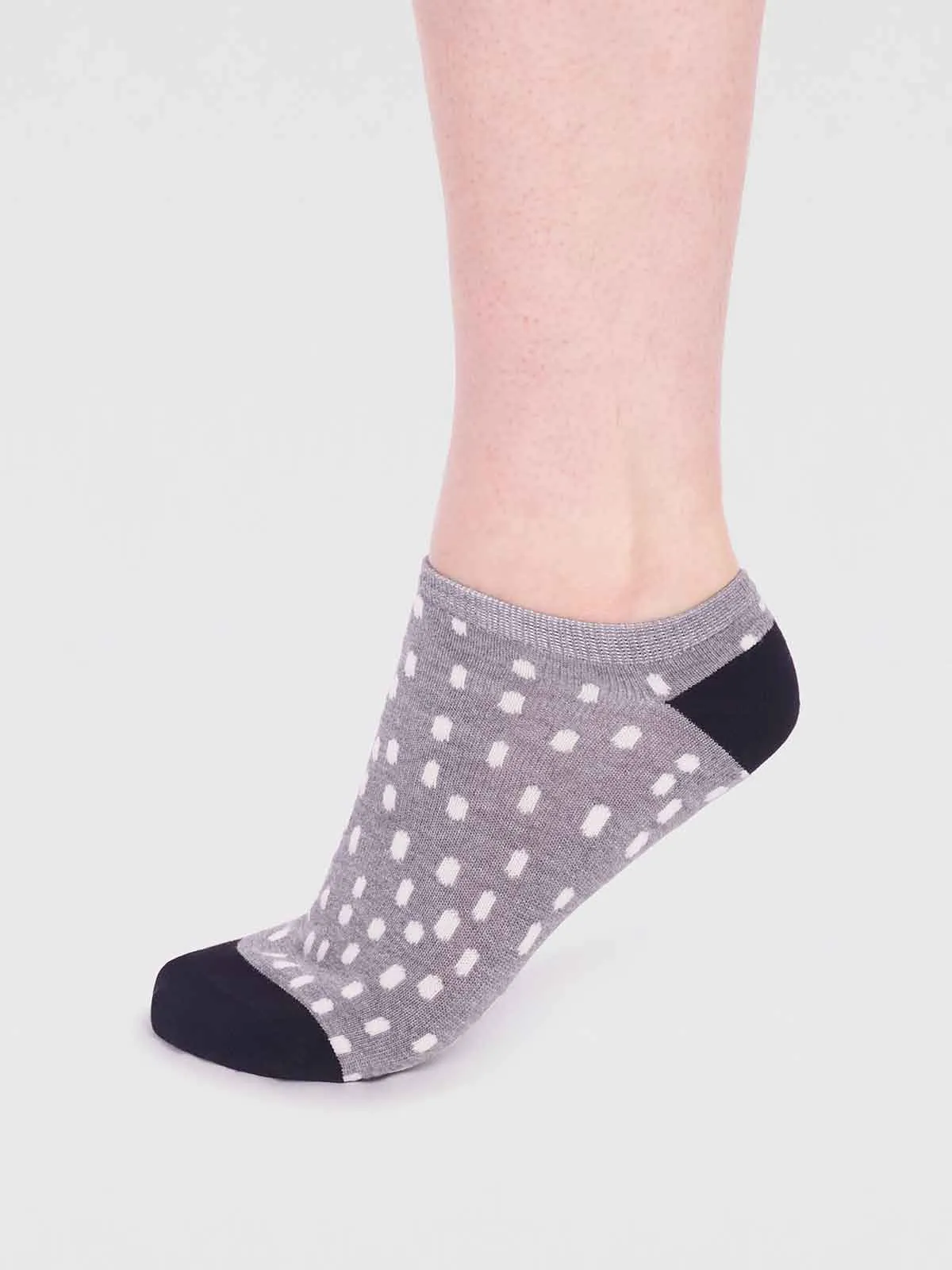 Serena Bamboo Spot Trainer Sock - Grey Marle