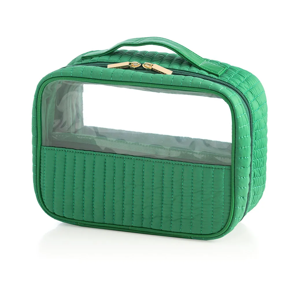 Shiraleah Ezra Set Of 2 Clear Cosmetic Cases, Green