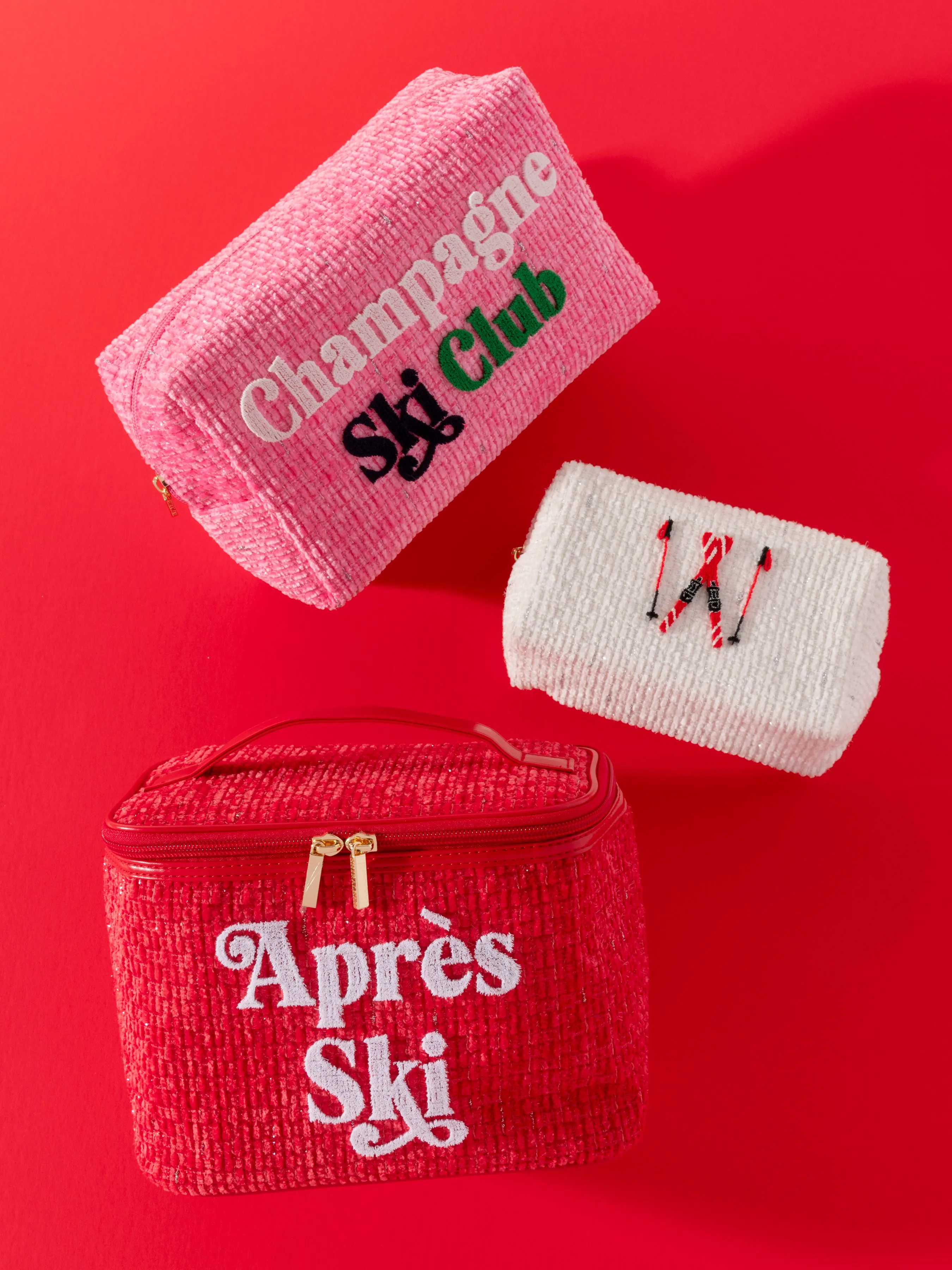 Shiraleah "Champagne Ski Club" Zip Pouch, Pink