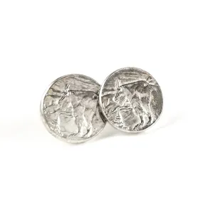 Silver Glacier National Park Quarter Punch Out Stud Earrings