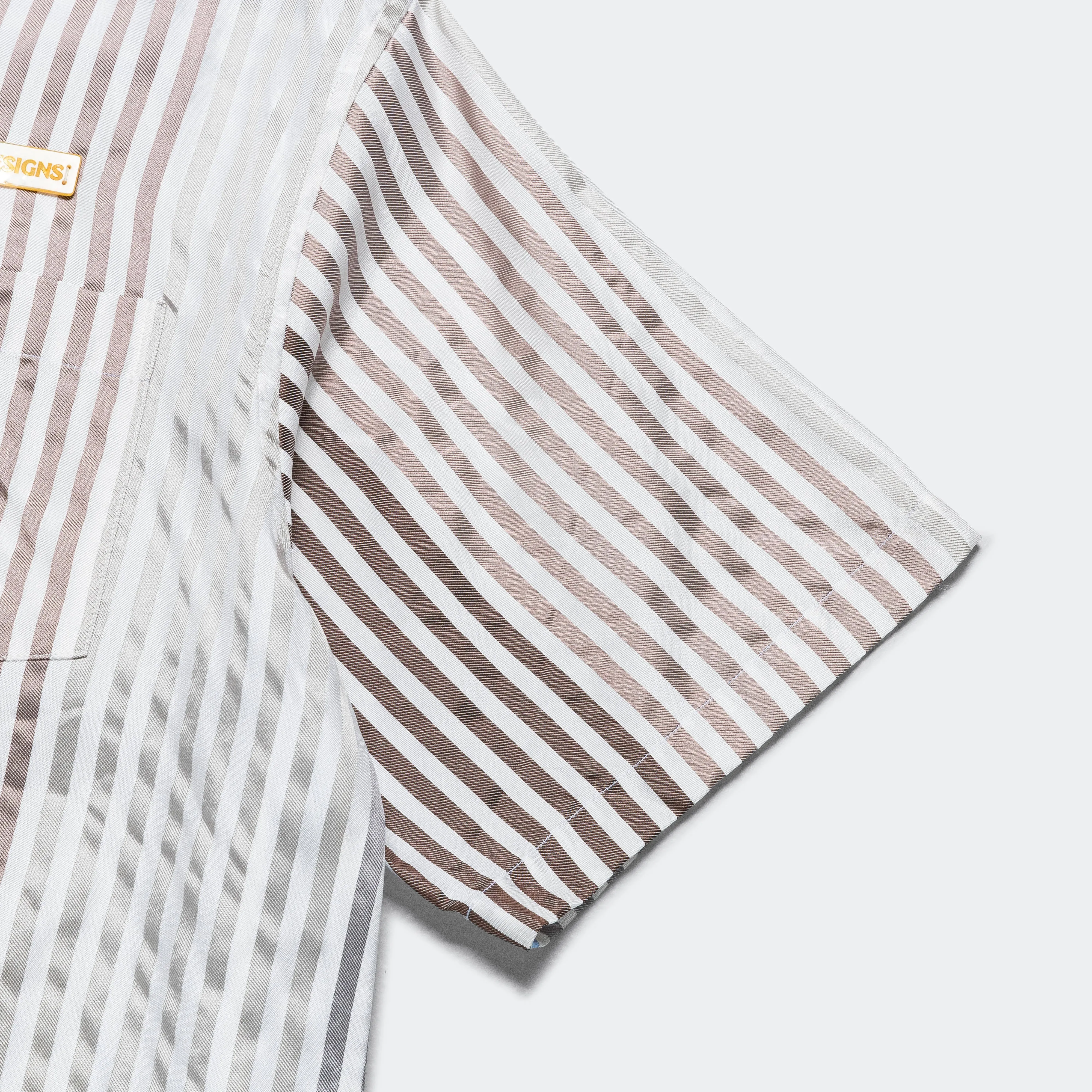 Wide Camp Shirt - Multi Stripe All Silk SM Faille