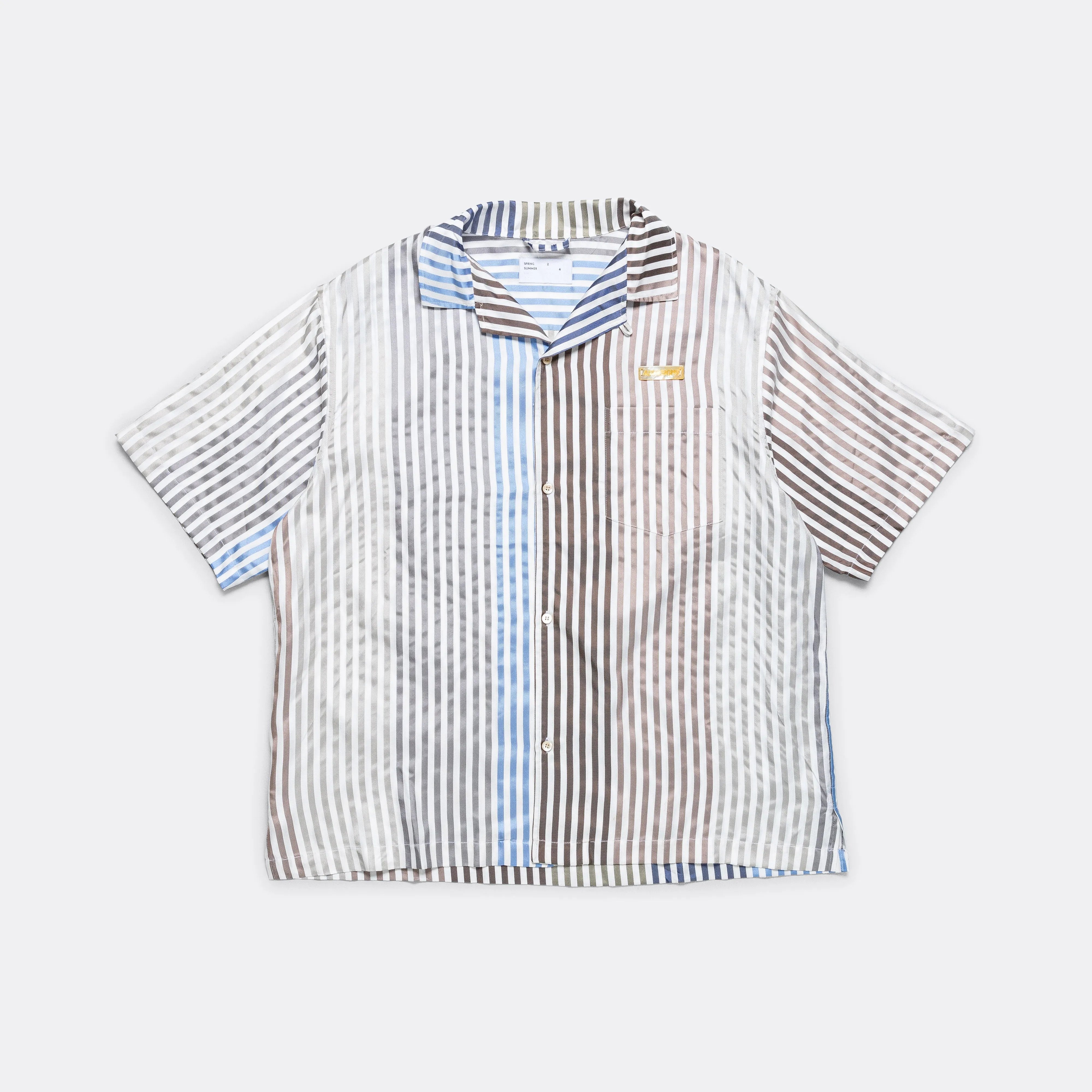 Wide Camp Shirt - Multi Stripe All Silk SM Faille