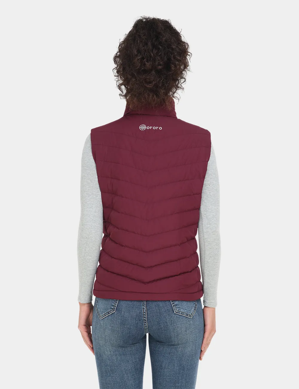 Women's Heated Lightweight Down Vest - Wine Red